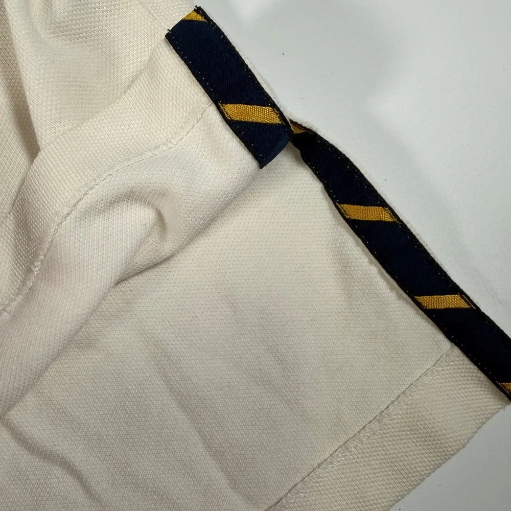 Vintage Polo Ralph Lauren 67 Graphic Polo Shirt XL Cream Varsity Streetwear Y2K